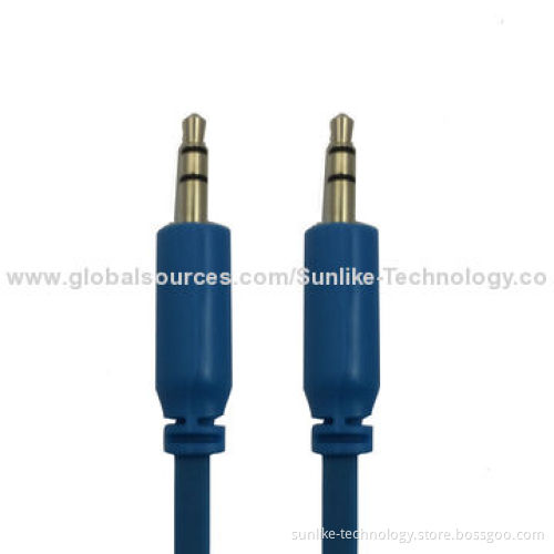 Audio Cable, Molding, Nickel-plated, Half-shiny, Half Matte, Flat line, 3.5SP Male-Male